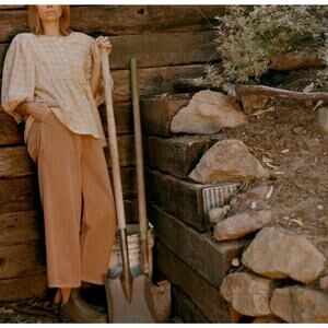 Rudy Jude Pleated Wide Leg Corduroy Trousers Bark Size 2